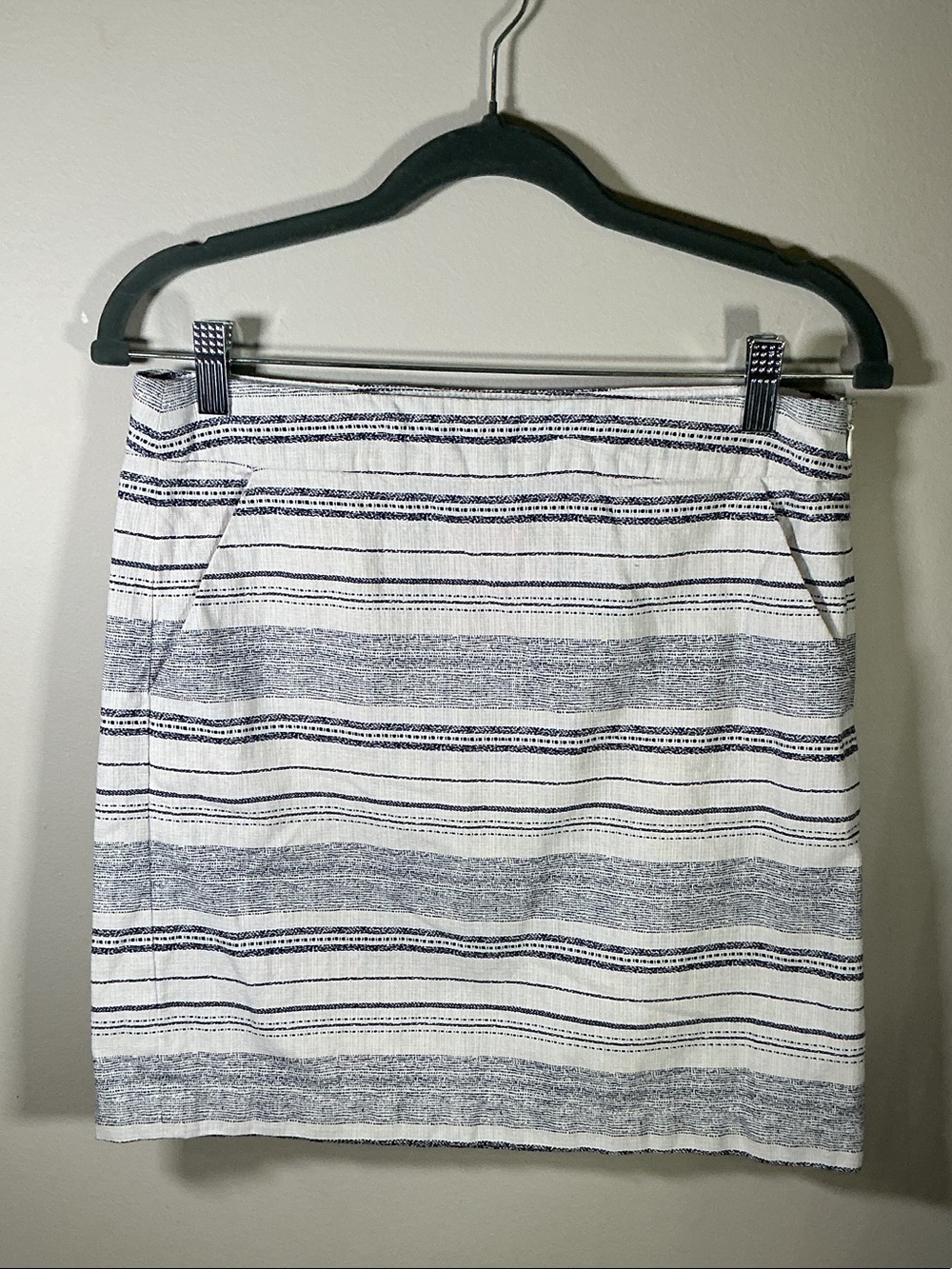 Tommy Hilfiger Blue White Stripe Linen Blend Mini Skirt Size 2 Coastal Preppy